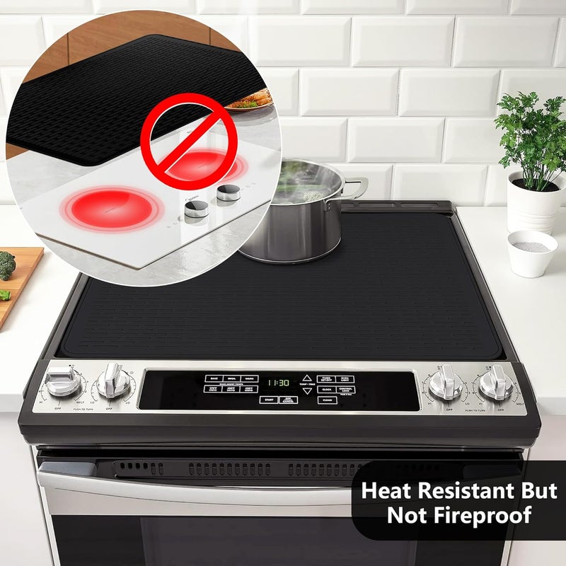 Anevna Stove Top Cover for Electric Stove- Range Covers for Electric Stove,Silicone XXL Dish Drying Mat, Glass Cooktop Covers, Flat RV Range top Mats (Black, 30"x21") - Image 3